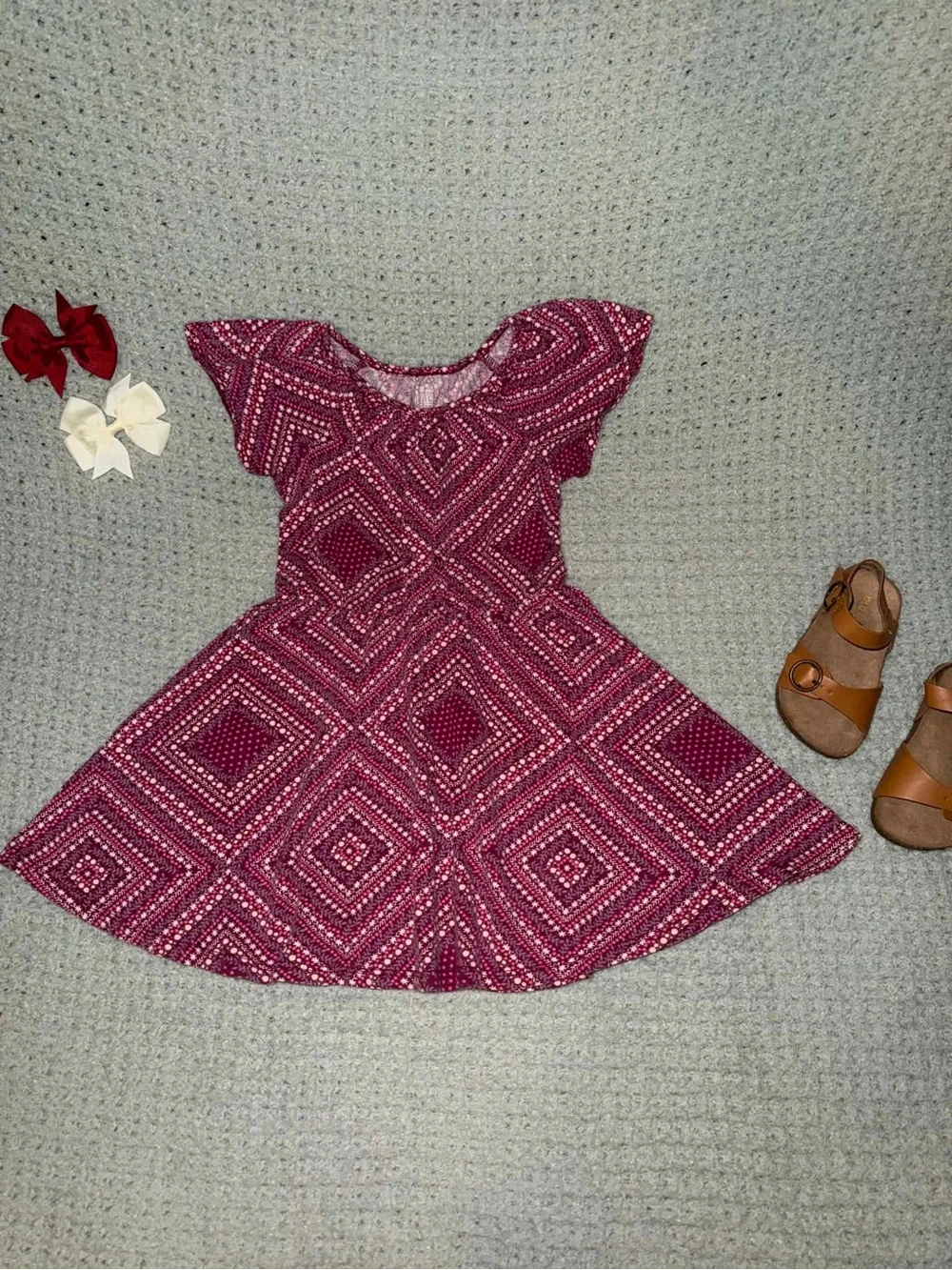 The Children's Place Magenta Geometric Fit & Flare Dress - Picture 2 of 4
